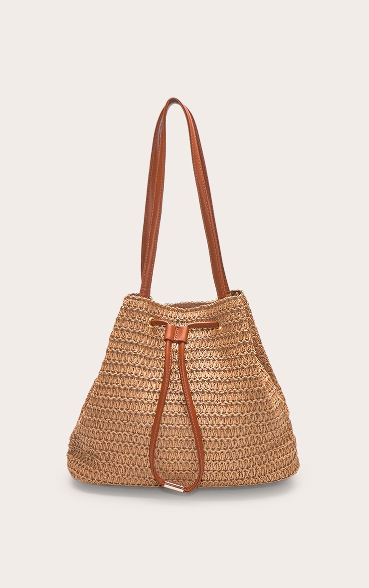 Natural Raffia Drawstring Beach Bag image 2