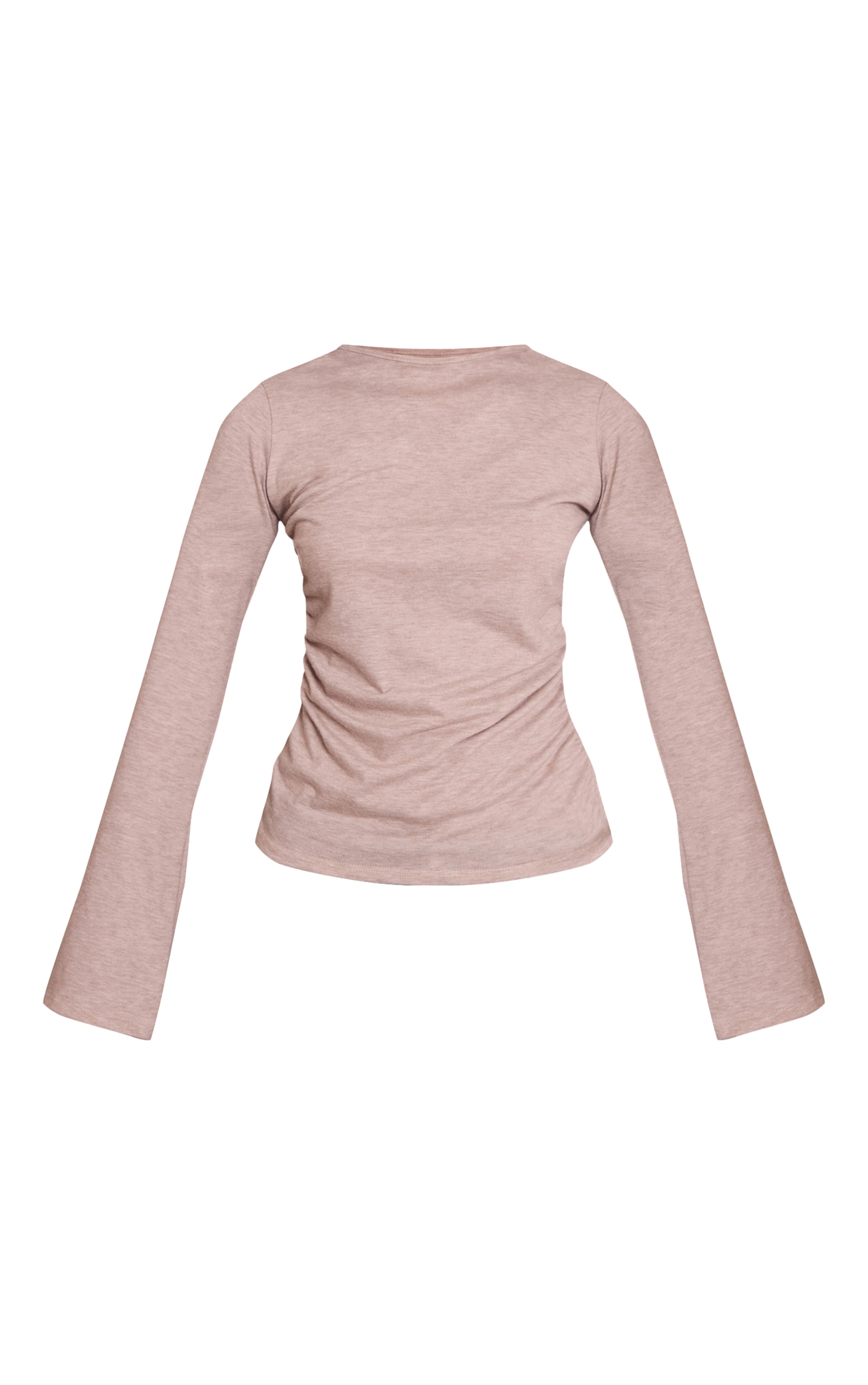 Sand Marl Soft Jersey V Neck Flared Long Sleeve Top  image 5