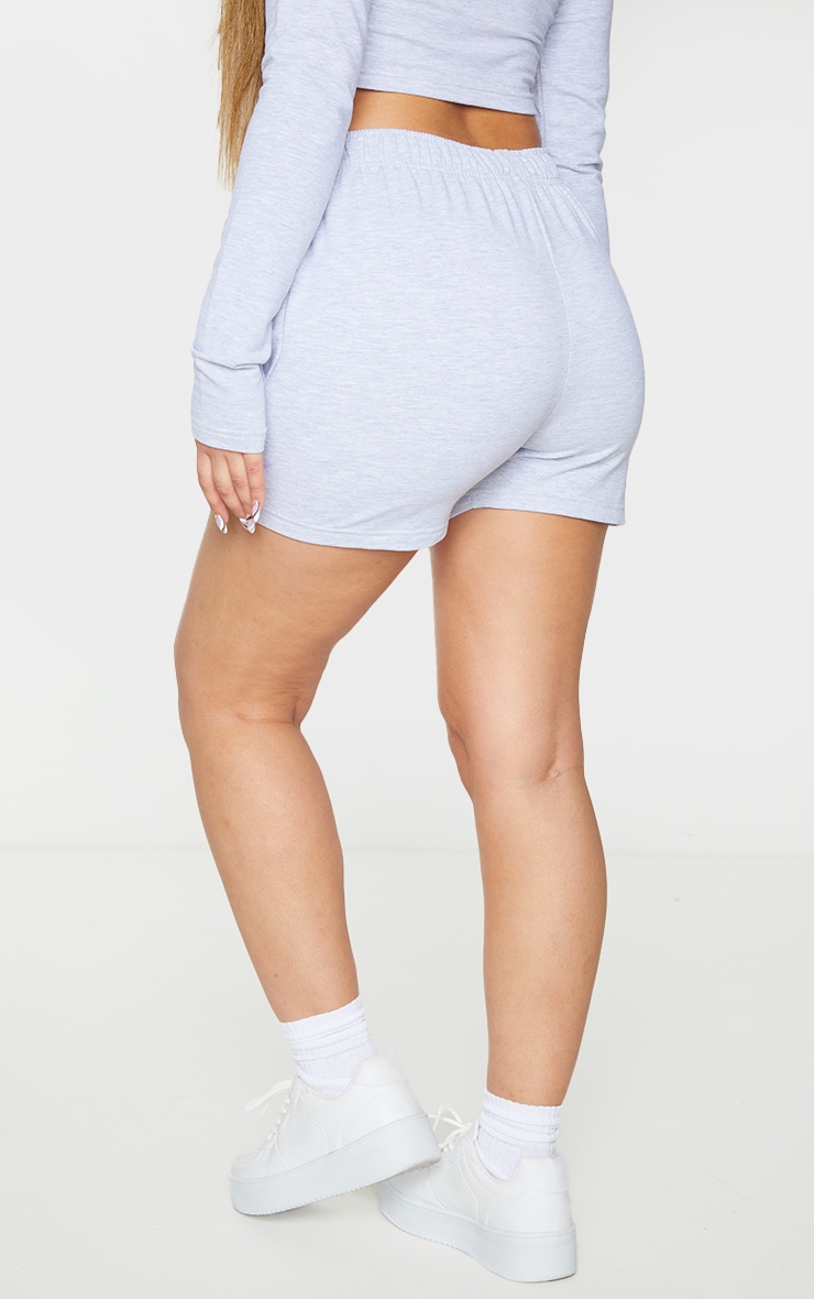 PRETTYLITTLETHING Grey Marl Badge Cotton Shorts image 3