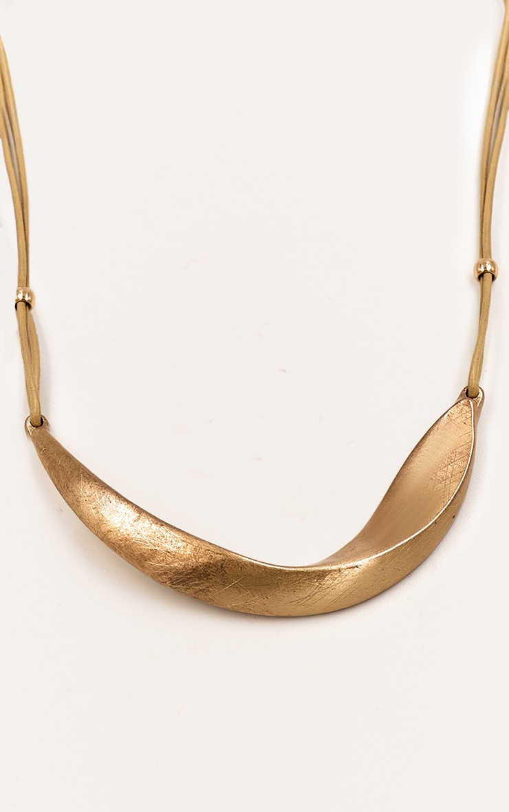 Gold Brushed Curved Metal Necklace image 3
