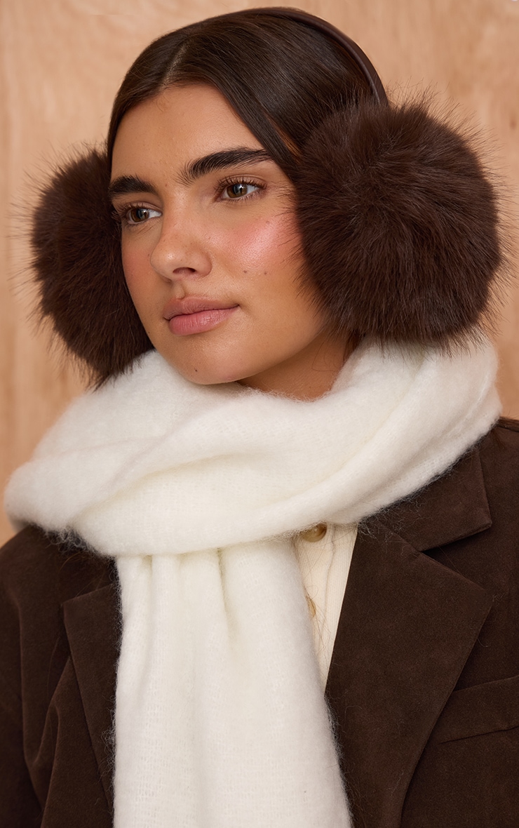 Chocolate Faux Fur Ear Muffs image 1