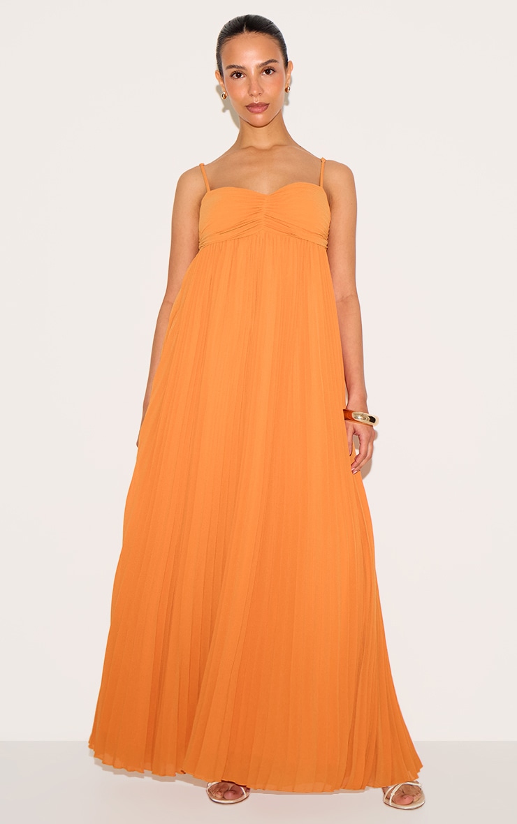 Petite Robe longue orange plissée image 1