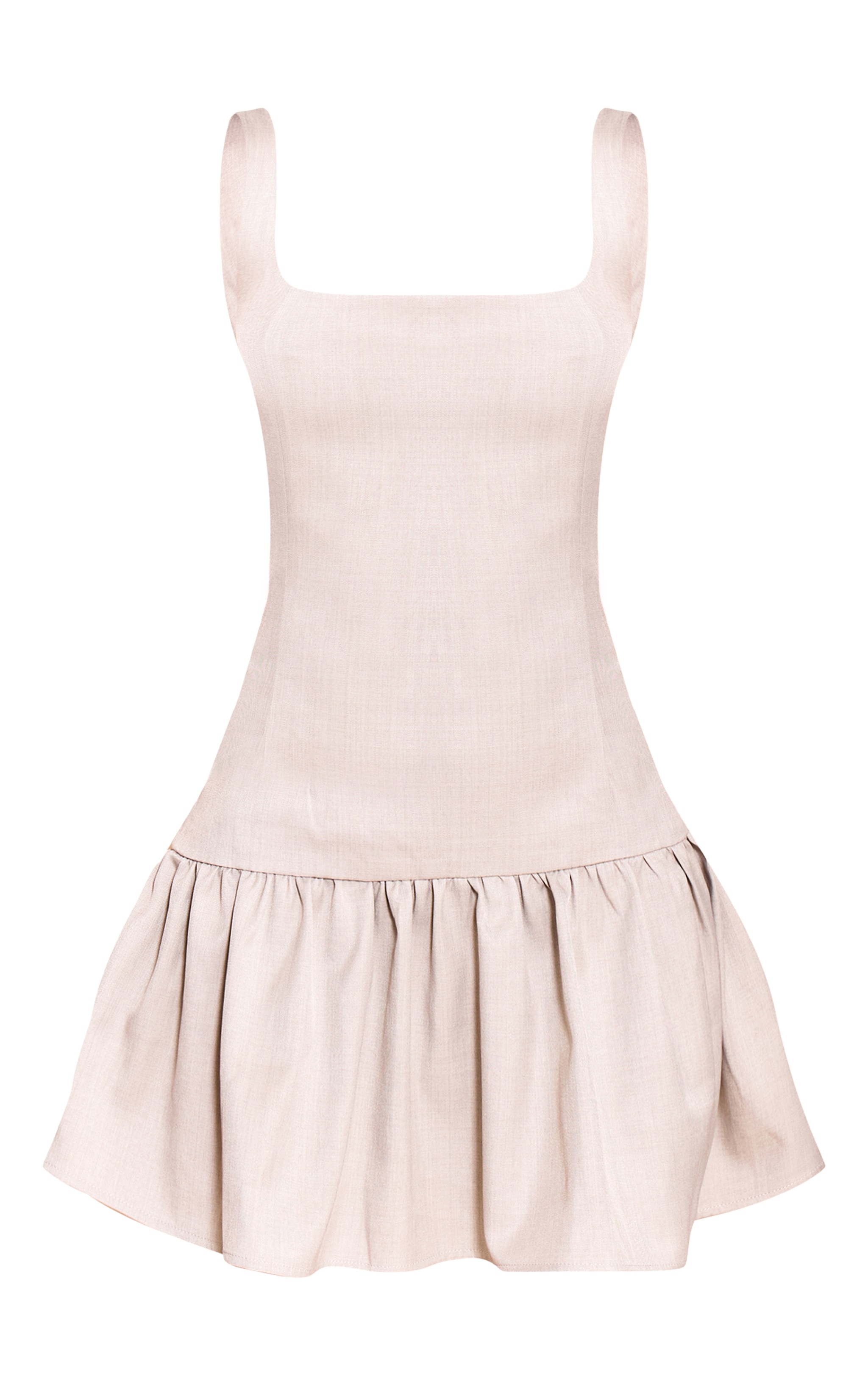 Grey Woven Straight Neck Shift Dress image 5
