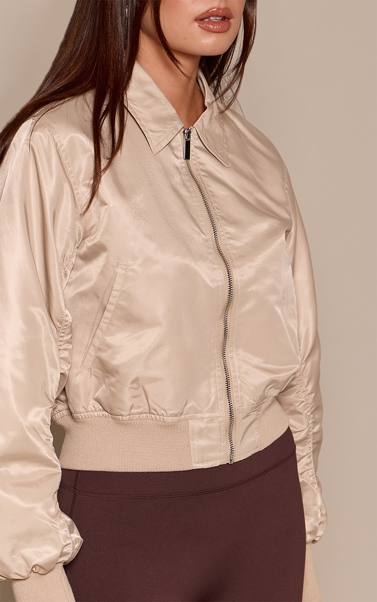 Stone Cropped Nylon Bomber Jacket image 4