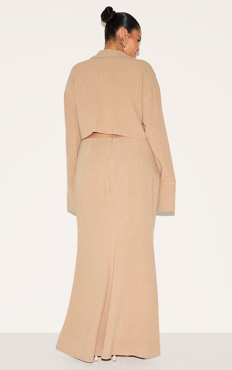Plus Sand Linen-Blend Column Maxi Skirt image 3