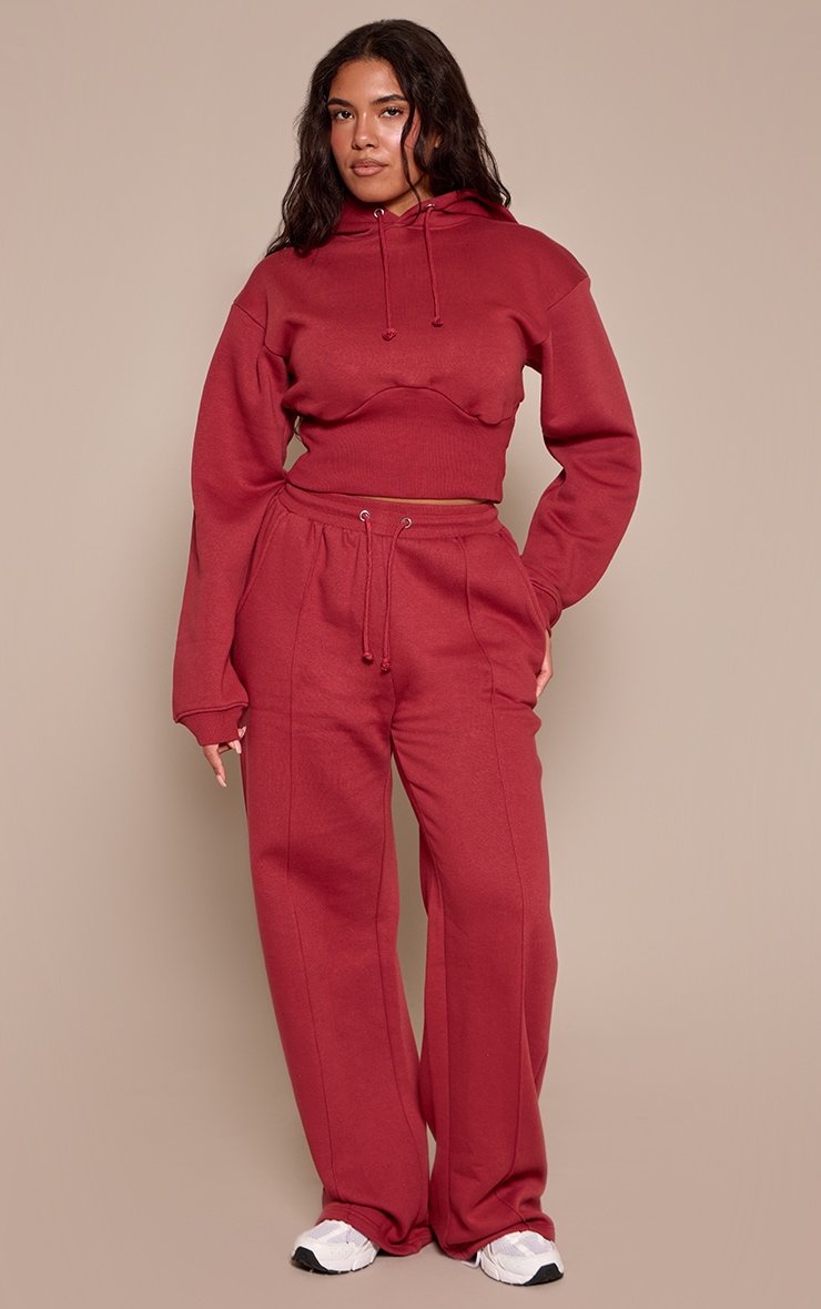 Shape Rosewood Sweat Cropped Shirred Waist Hoodie image 3