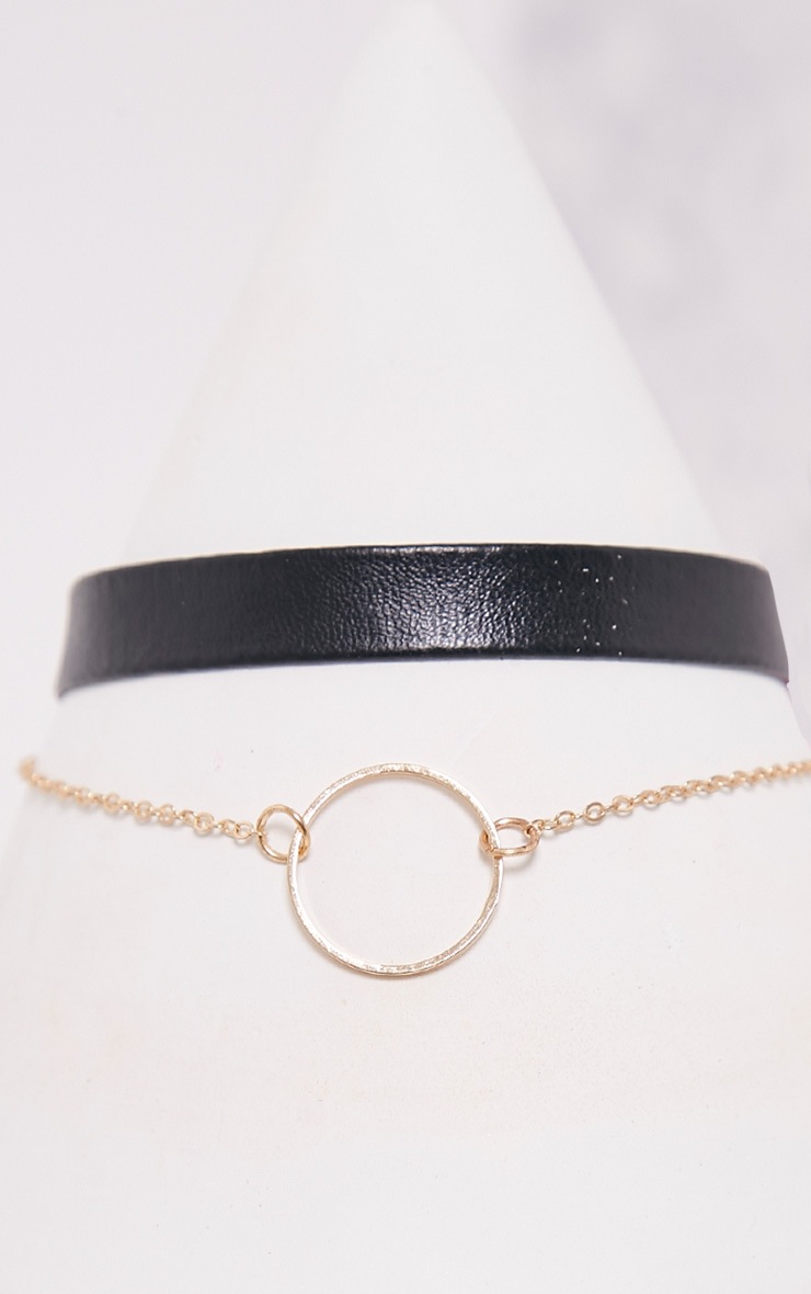 Linah Gold Circle Detail Double Layered Choker Jewellery