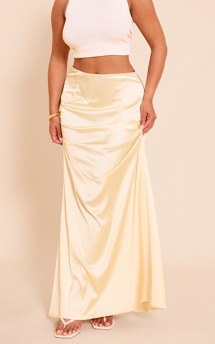 Shape Butter Cream Satin Highwaisted Maxi Skirt image 2