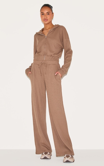Brown Waffle Wide Leg Pants