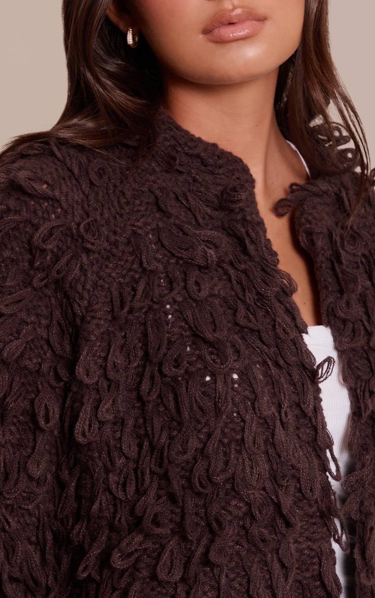 Chocolate Loop Knit Oversized Cardigan image 4