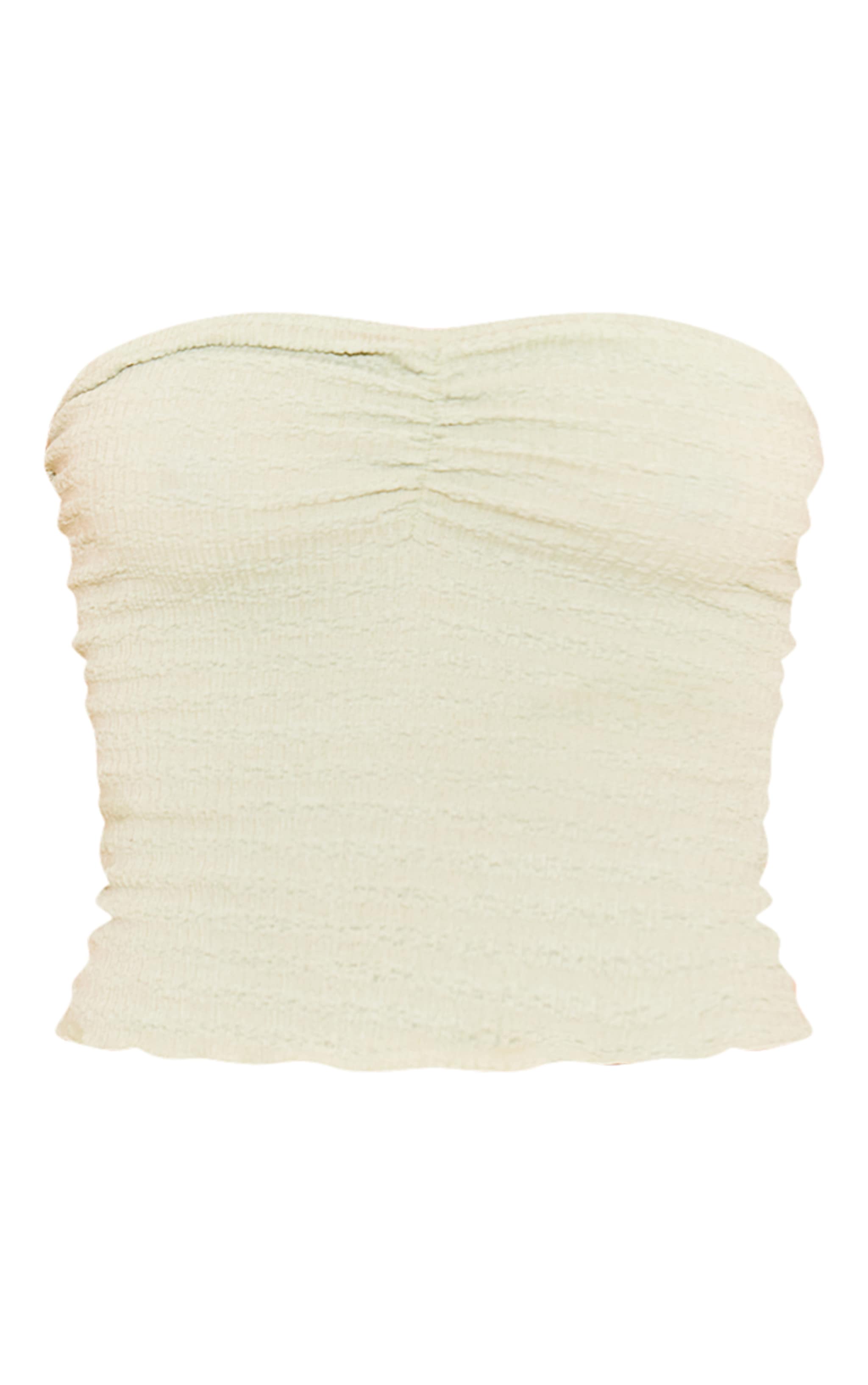 Sage Textured Frill Hem Ruched Front Bandeau Top image 5