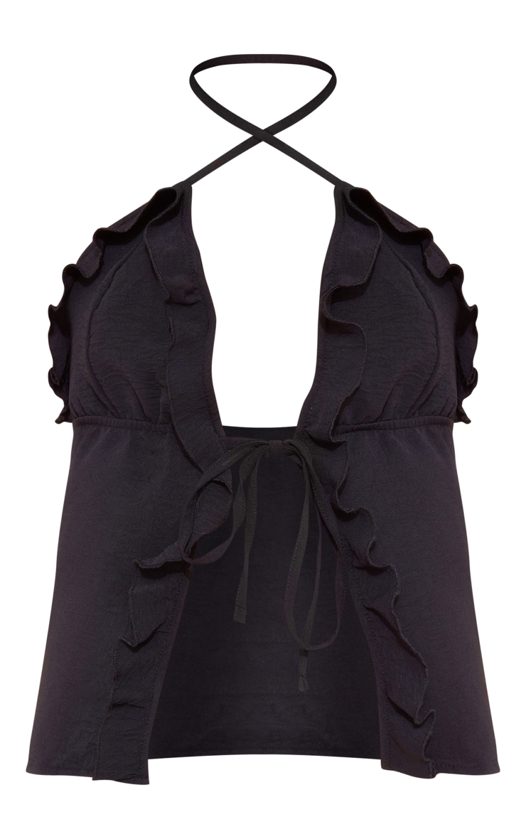 Tall Black Frill Detail Cami Top image 5