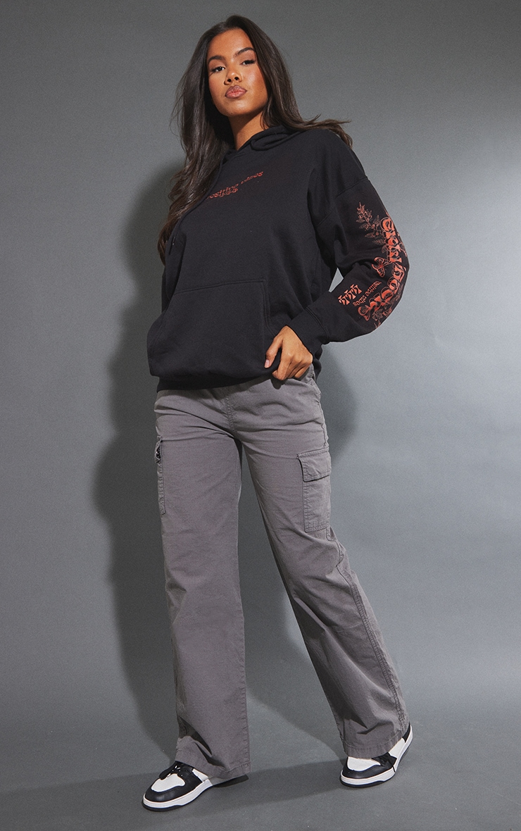 Black Positive Vibes 444 Print Hoodie