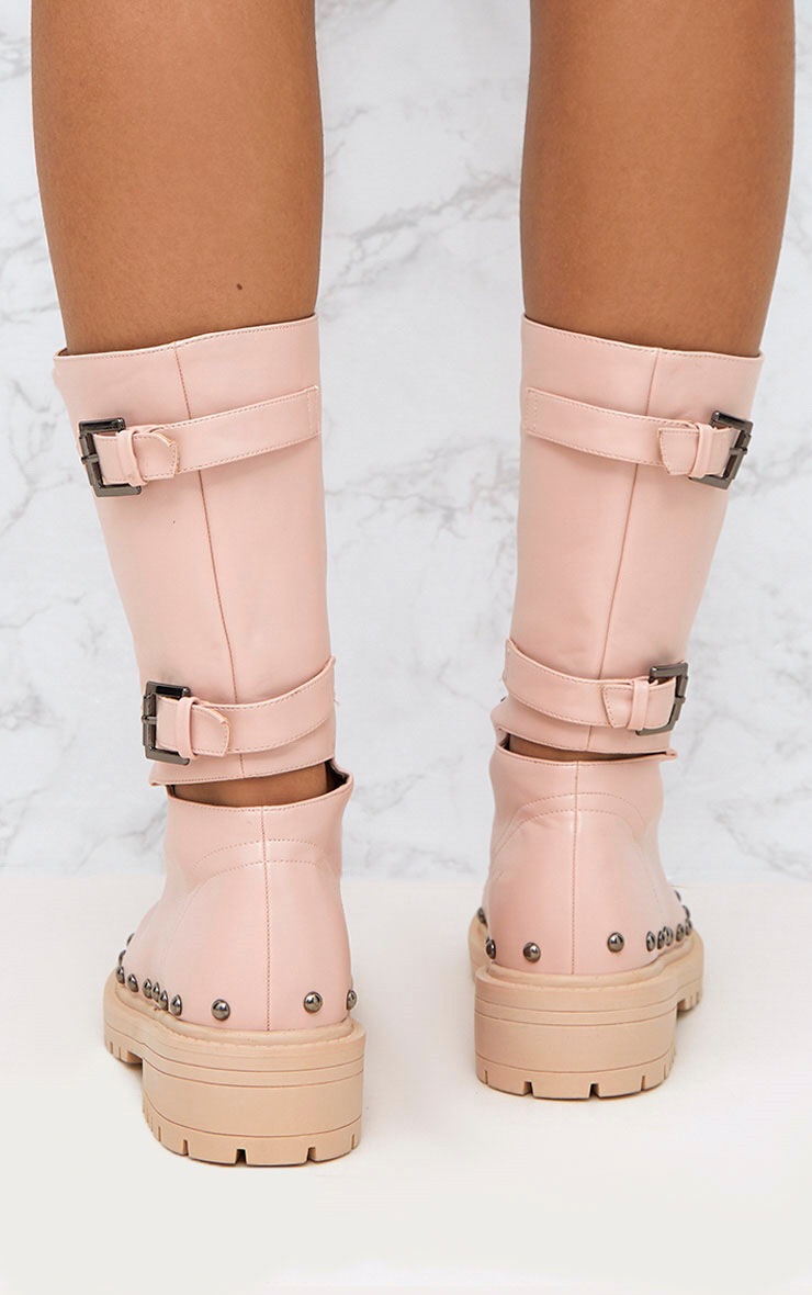 Baby Pink Chunky Hard Wear Lace Up Ankle Boots PrettyLittleThing