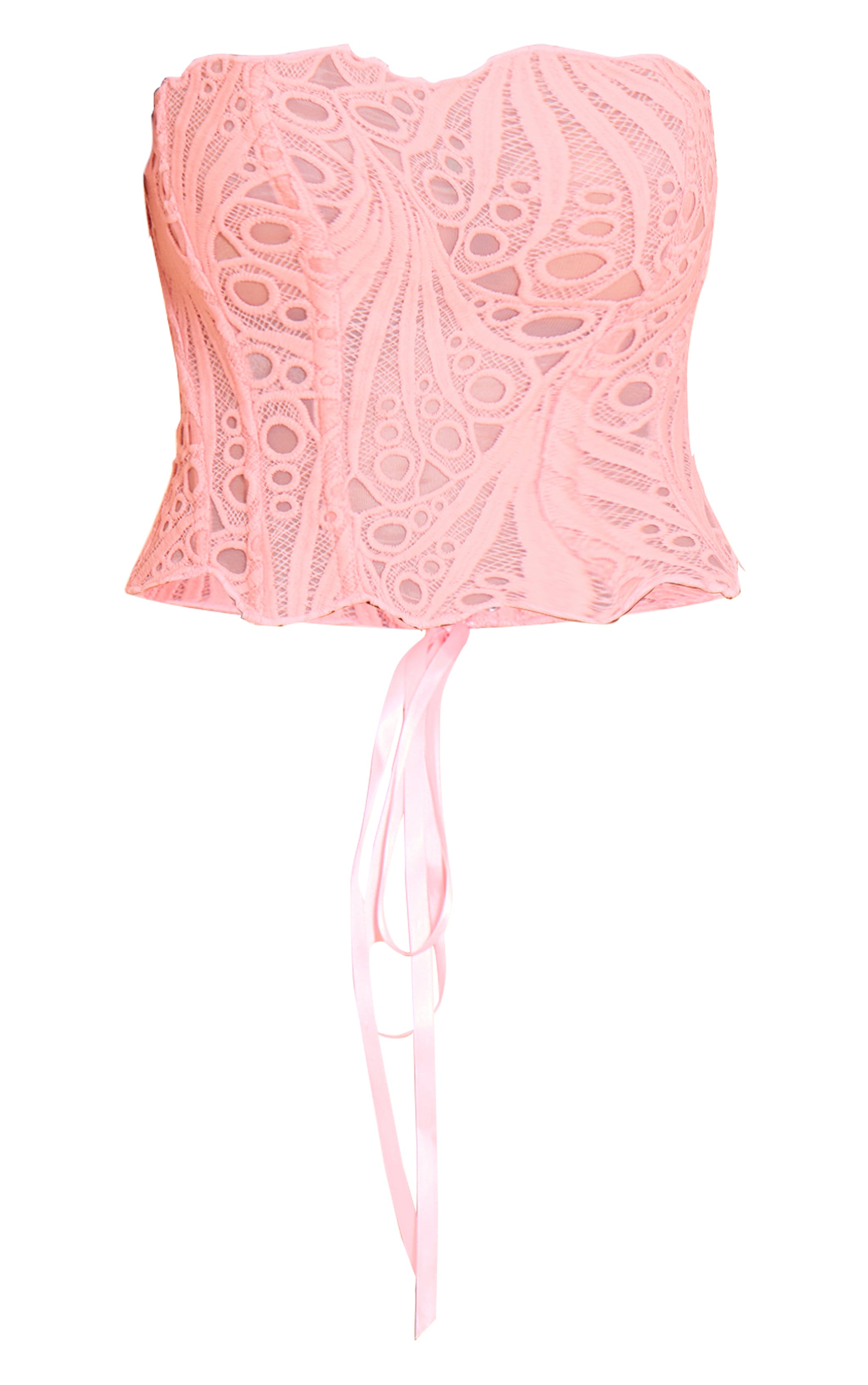 Petite Pink Textured Sheer Floral Lace Corset image 5