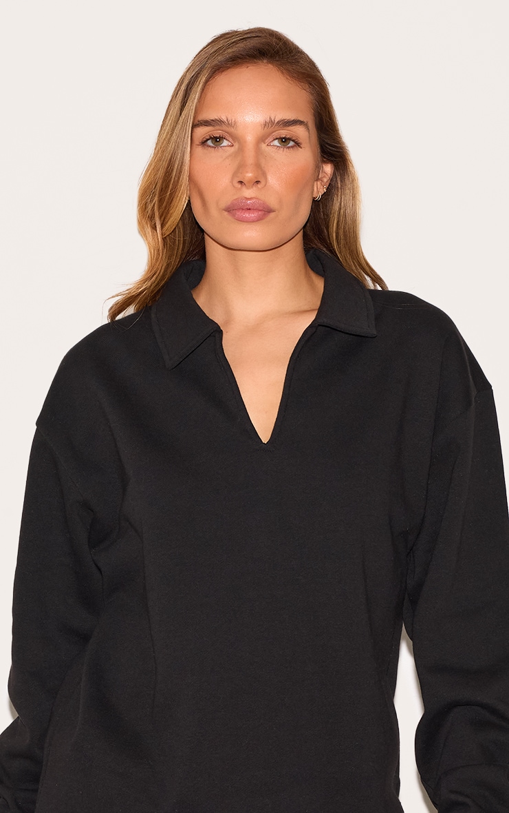 Black Premium Collared Oversized Sweatshirt image 4
