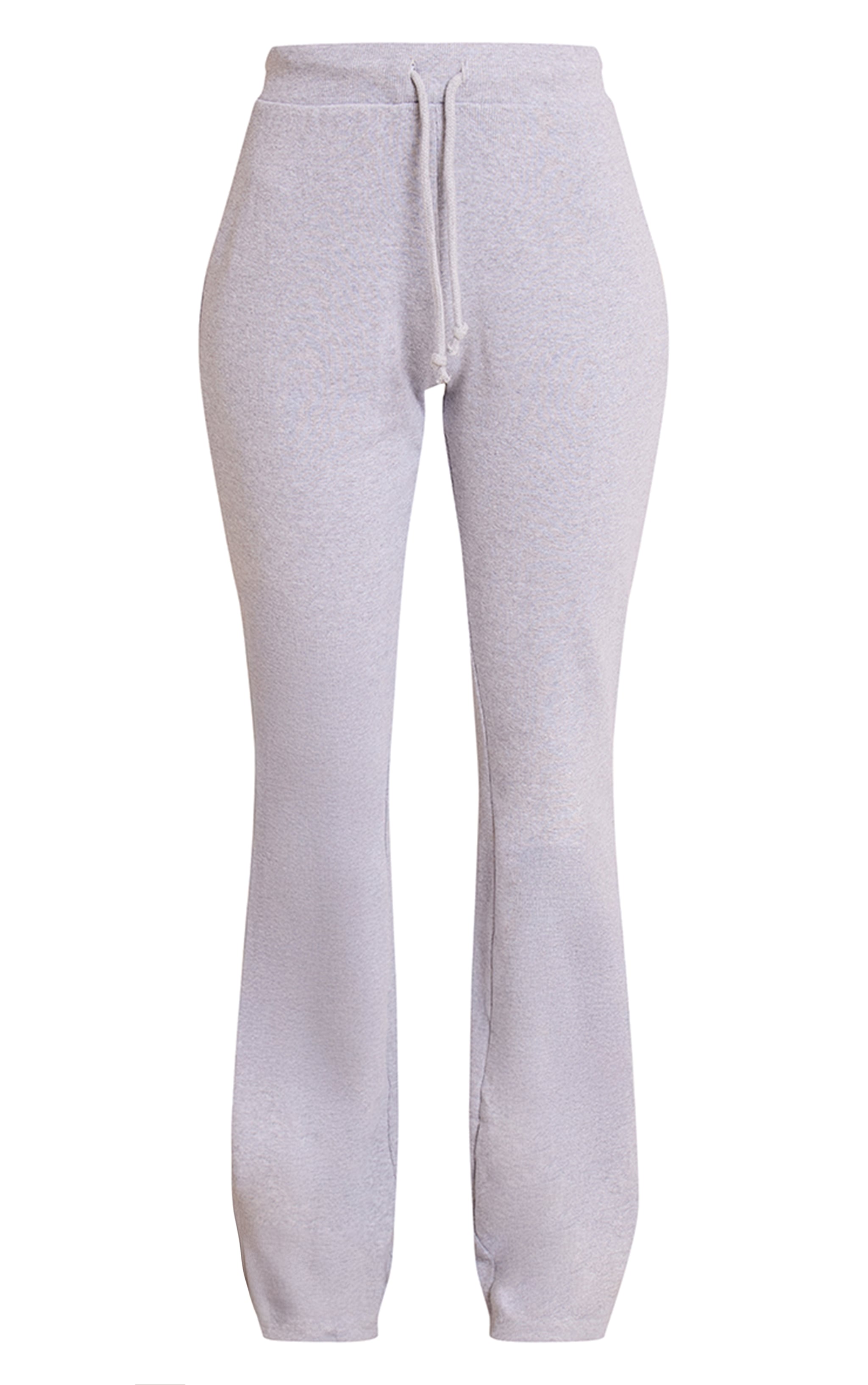 Tall Grey Marl Drawstring Rib Flare Pants image 5