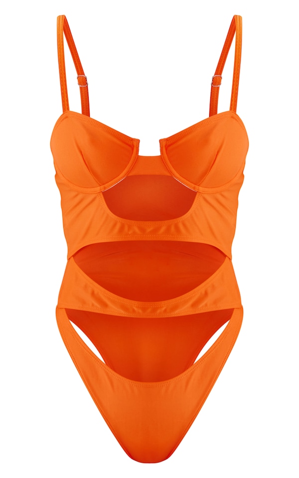 Orange Underwired Cut Out Swimsuit Swimwear PrettyLittleThing