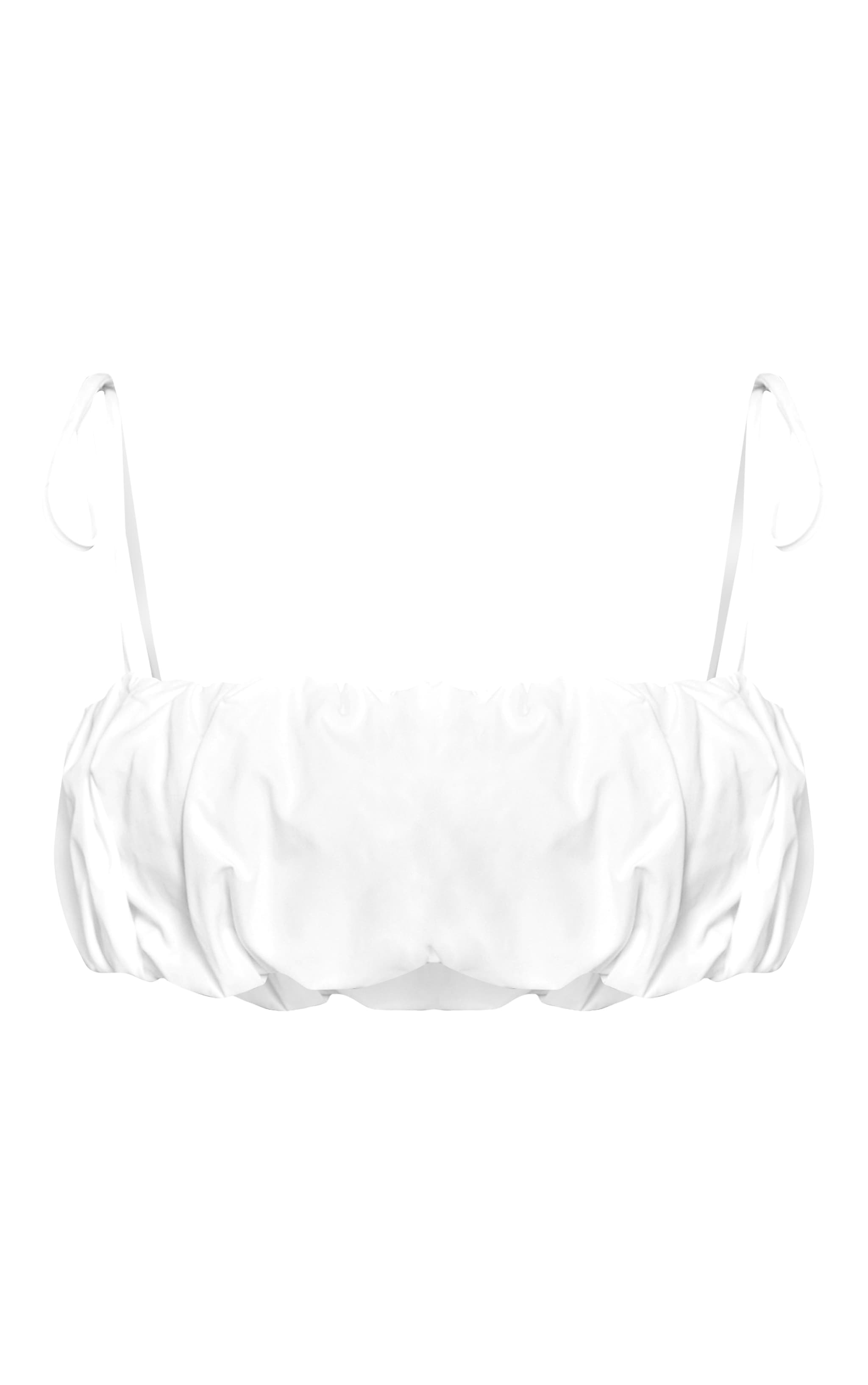 Petite White Ruched Bandeau Tie Top image 5
