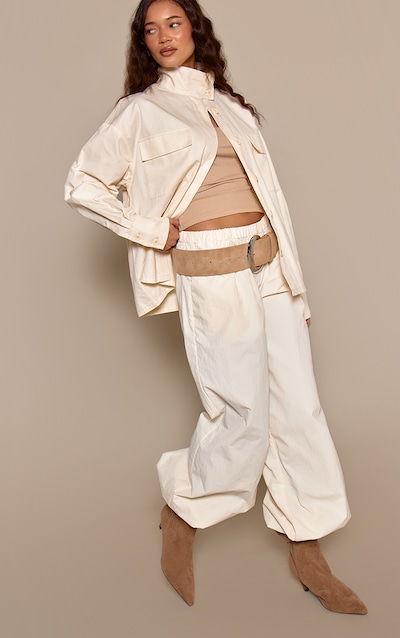 Cream Parachute Balloon Cargo Pants