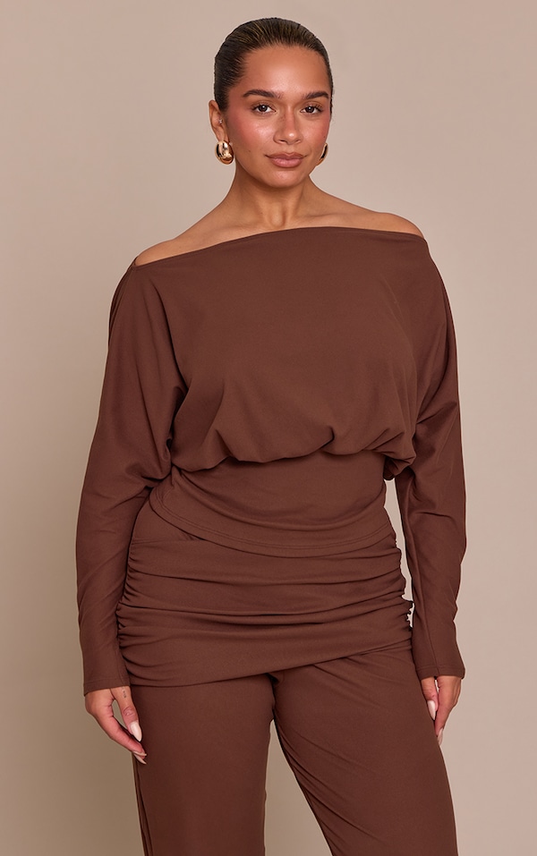 Shape Chocolate Soft Touch Ruched Bust Detail Top