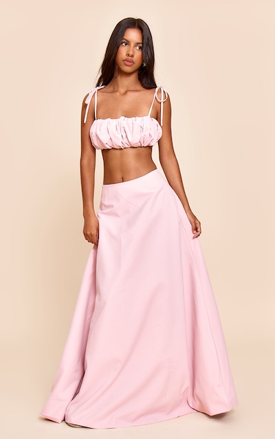 Petite Jupe trapèze longue rose pâle