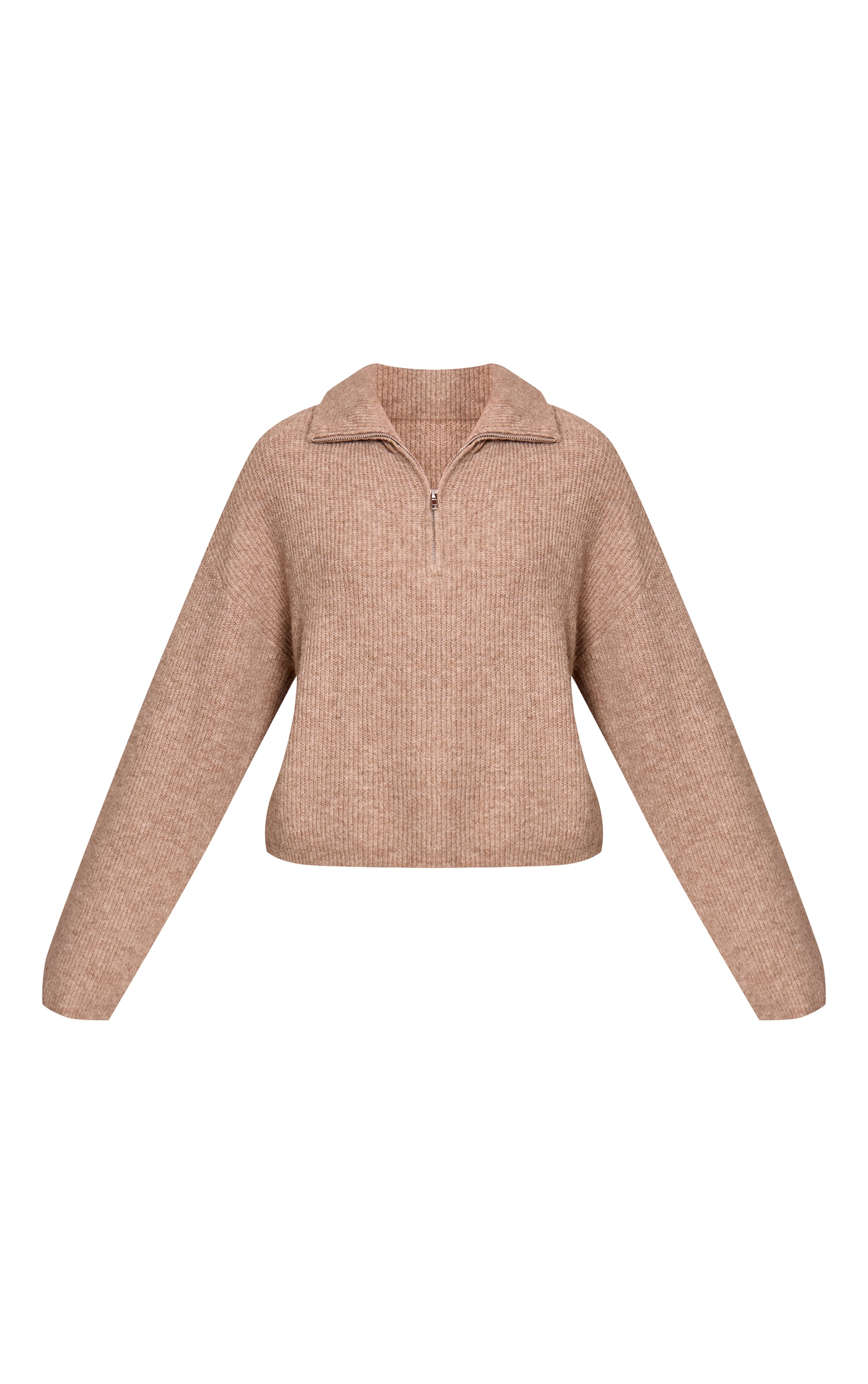 Taupe Half Zip Soft Knit Jumper image 5