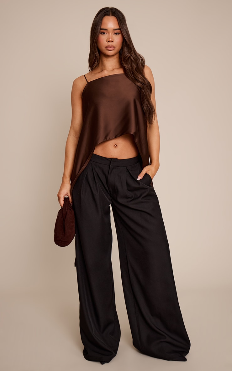 Chocolate Satin Drape Back Top image 3