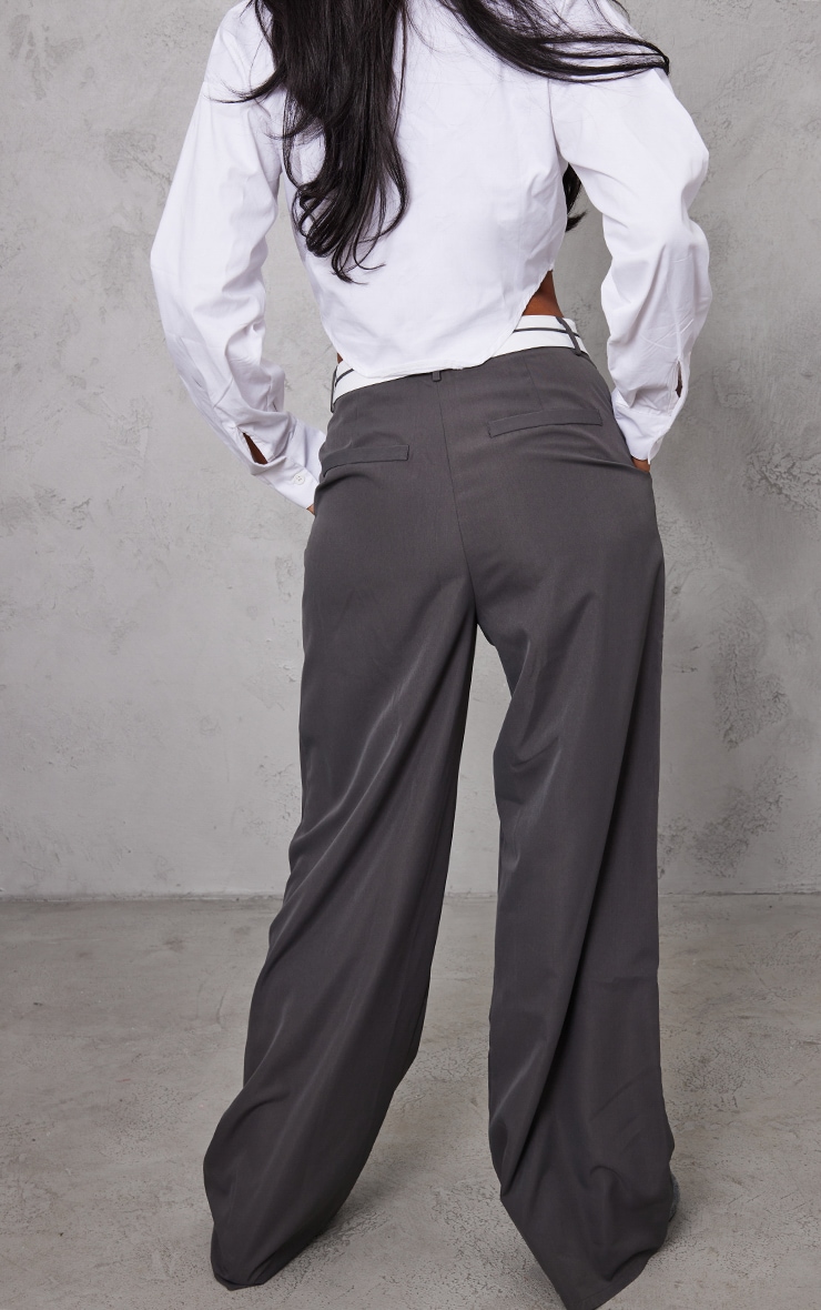 Tall Charcoal Fold Over Front Pants image 3