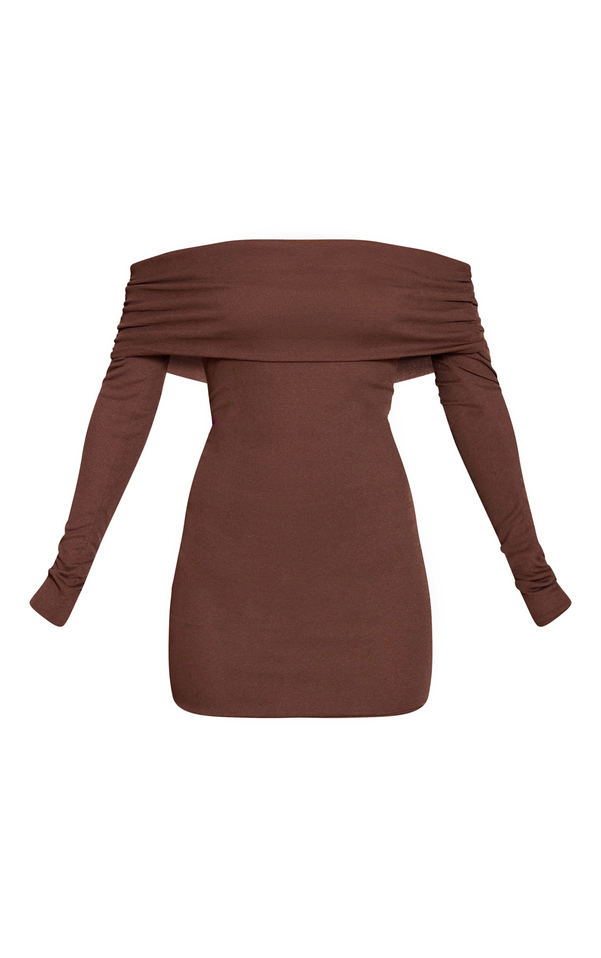Chocolate Onion Skin Bardot Ruched Bodycon Dress image 5
