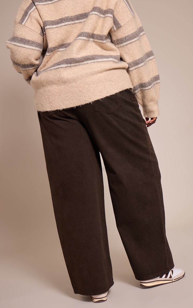 Plus Dark Chocolate  Straight Leg Dip Front Jeans image 3