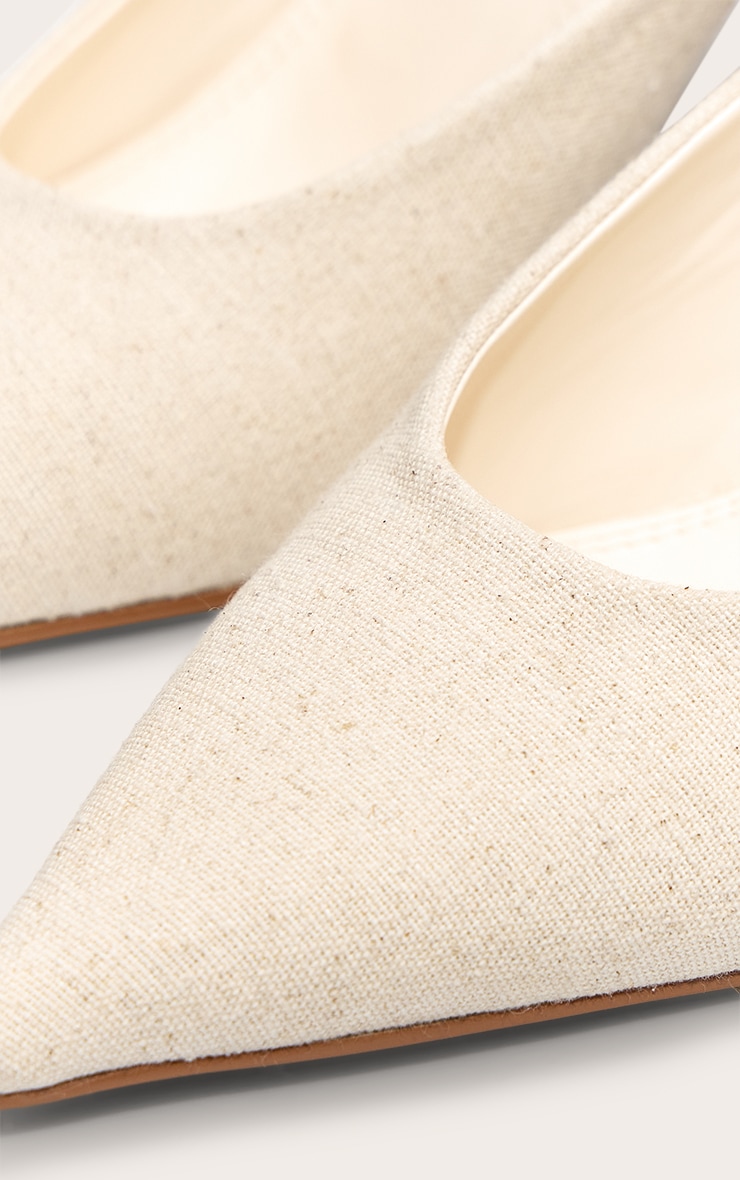 Natural Woven Point Toe Mid Stiletto Heeled Court Mules image 4