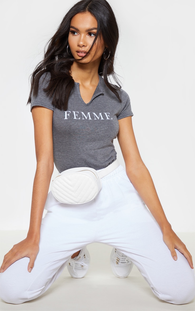 Women's Grey Typography Printed Cotton T-shirt