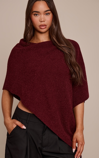 Wine Boucle Cape Top
