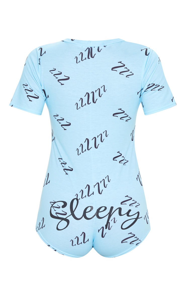 Baby Blue Sleepy Short Sleeve PJ Romper image 4