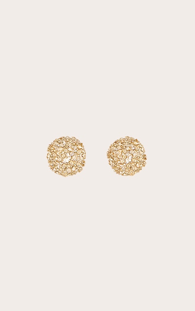 Gold Textured Circular Stud Earrings