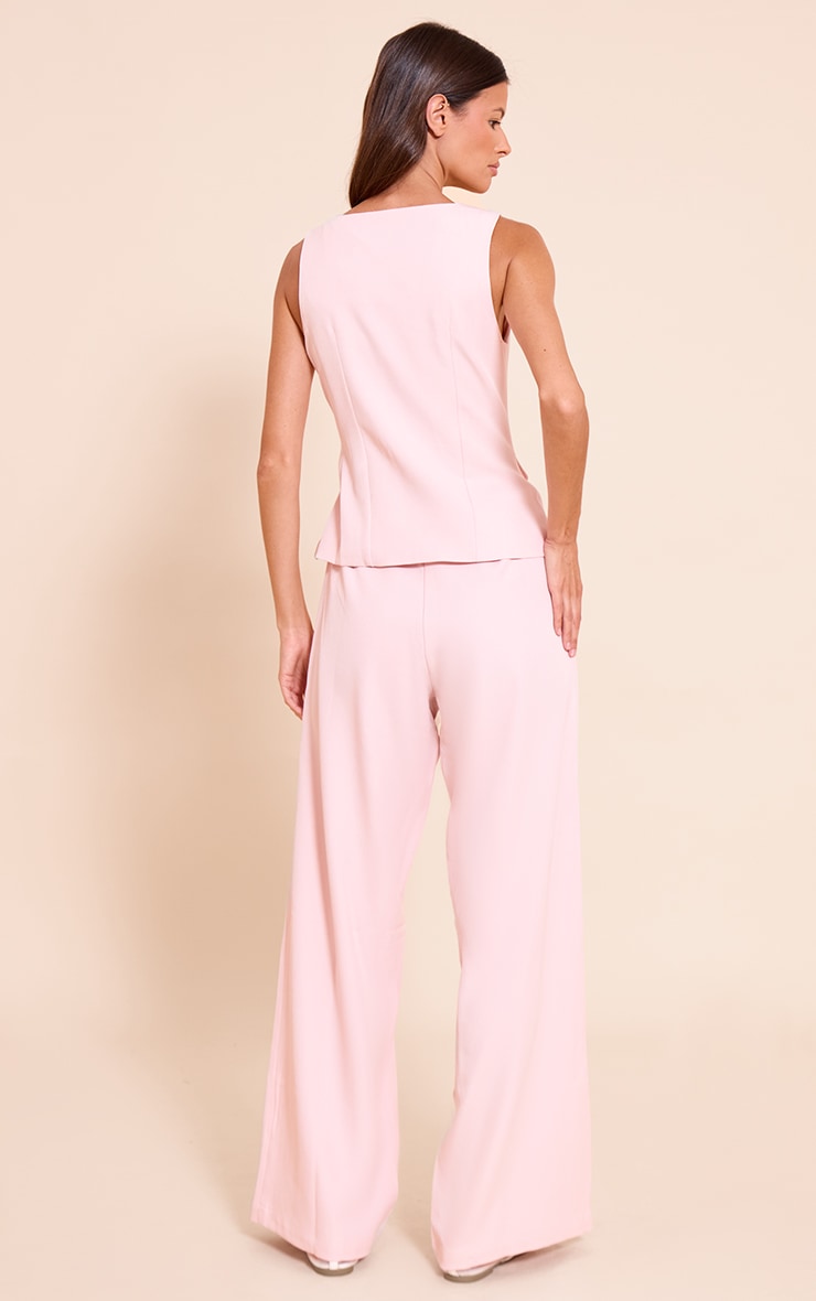 Pink Woven Button Detail Wide Leg Jumpsuit image 2