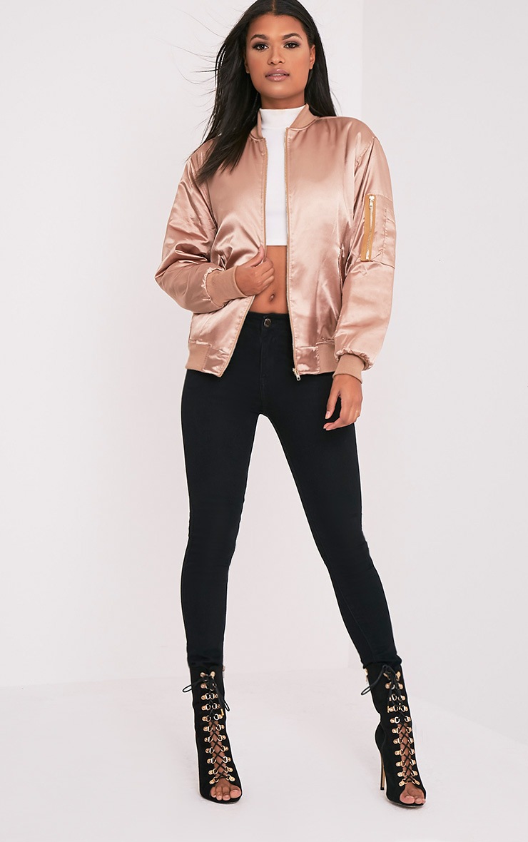Cruz Gold Satin Oversized Bomber Jacket PrettyLittleThing