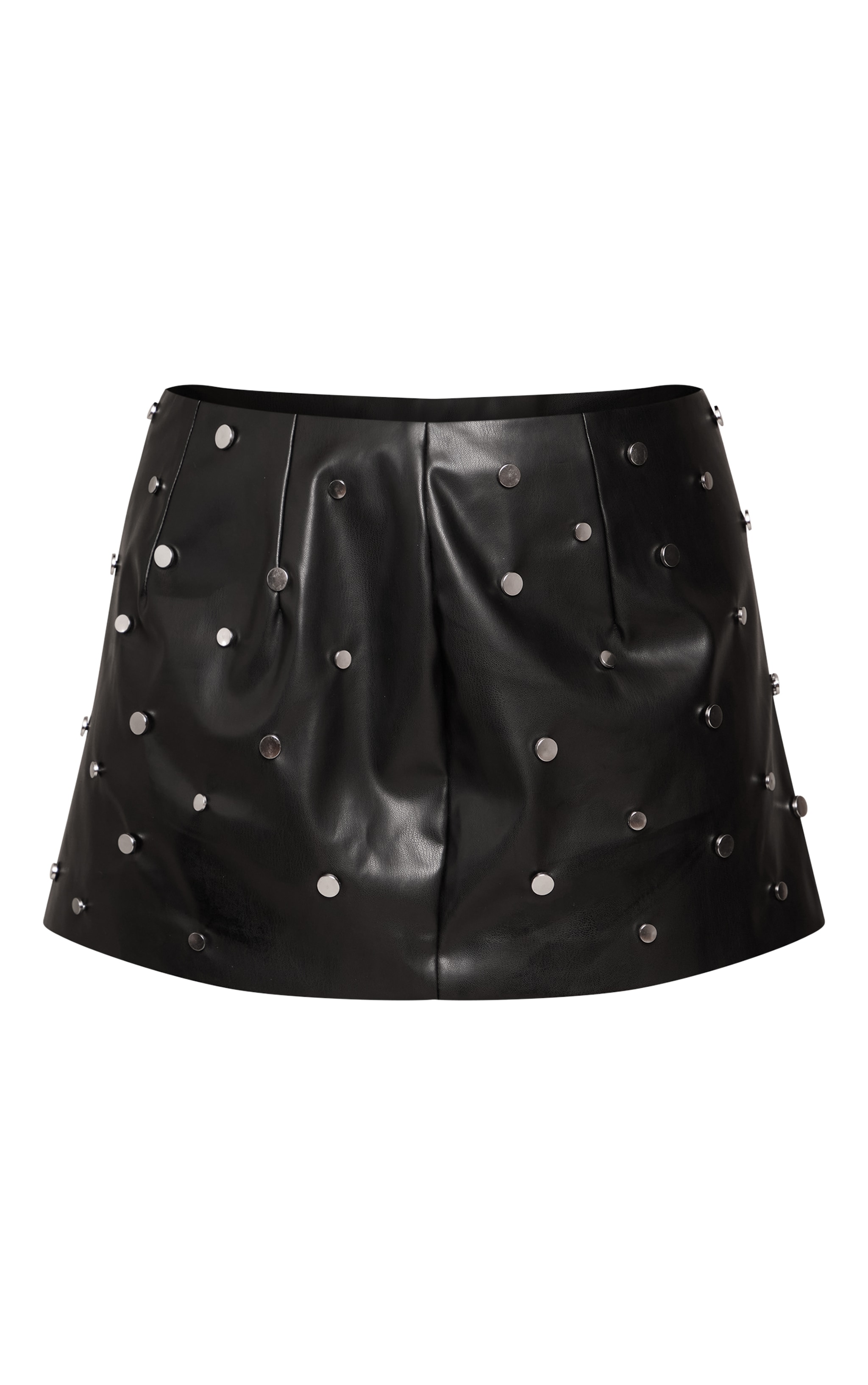 Shape Black Faux Leather Metal Studded Mini Skirt image 6