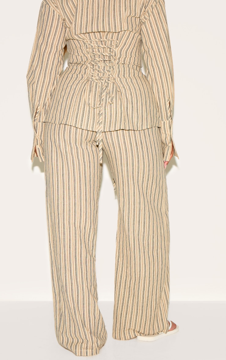 Shape Olive Striped Elasticated Waist Wide Leg Pants image 3