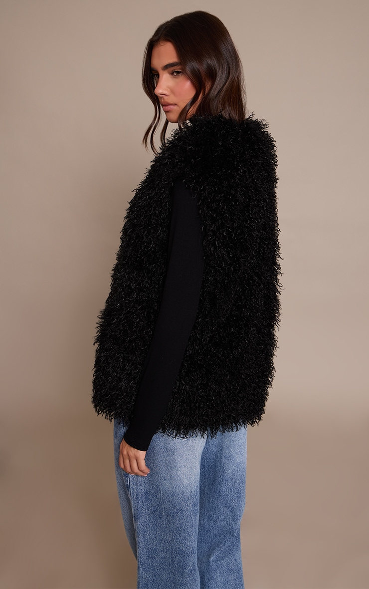 Black Mongolian Faux Fur Gilet image 2