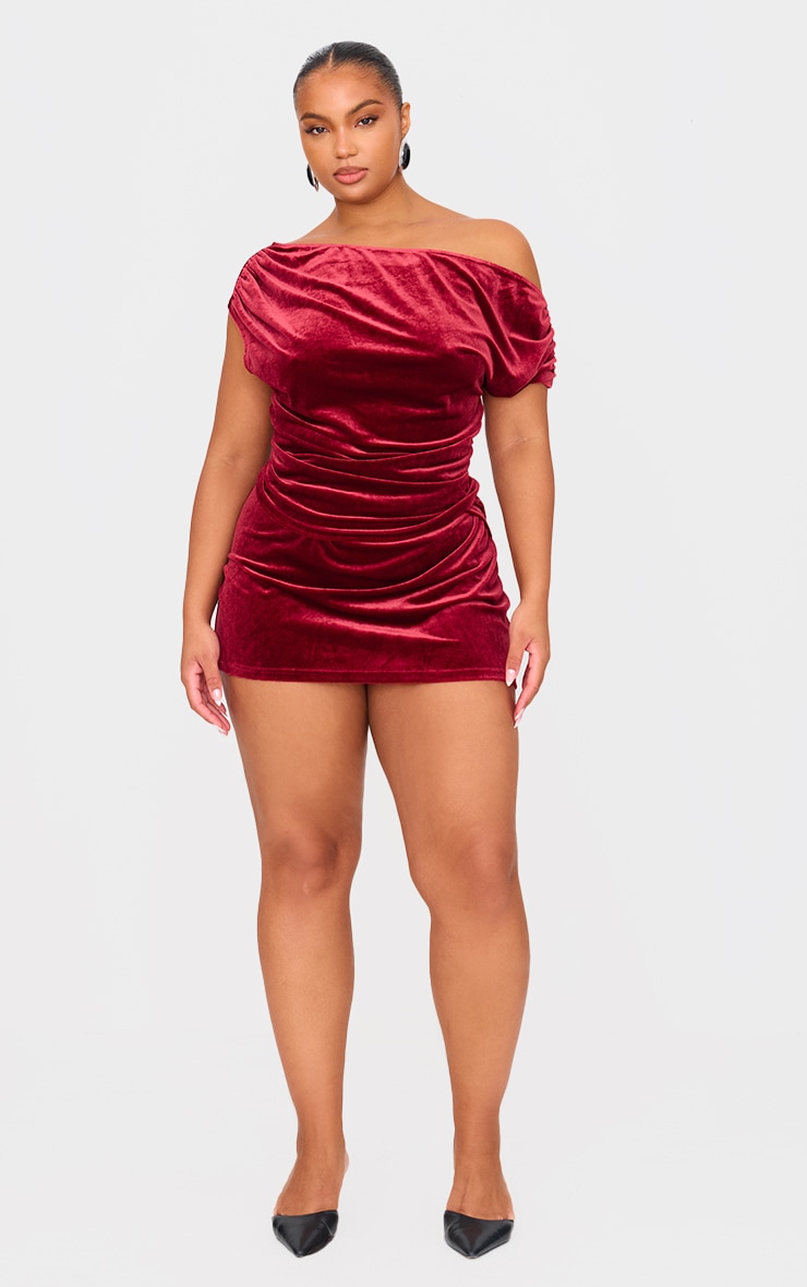 Plus Burgundy Velvet Drape Detail Top image 3