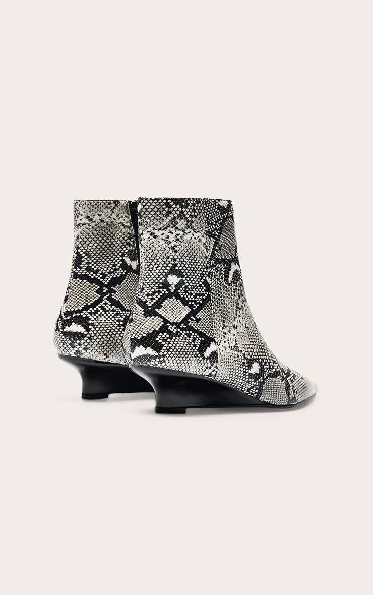 Grey Snake PU Kitten Wedge Ankle Boots image 4