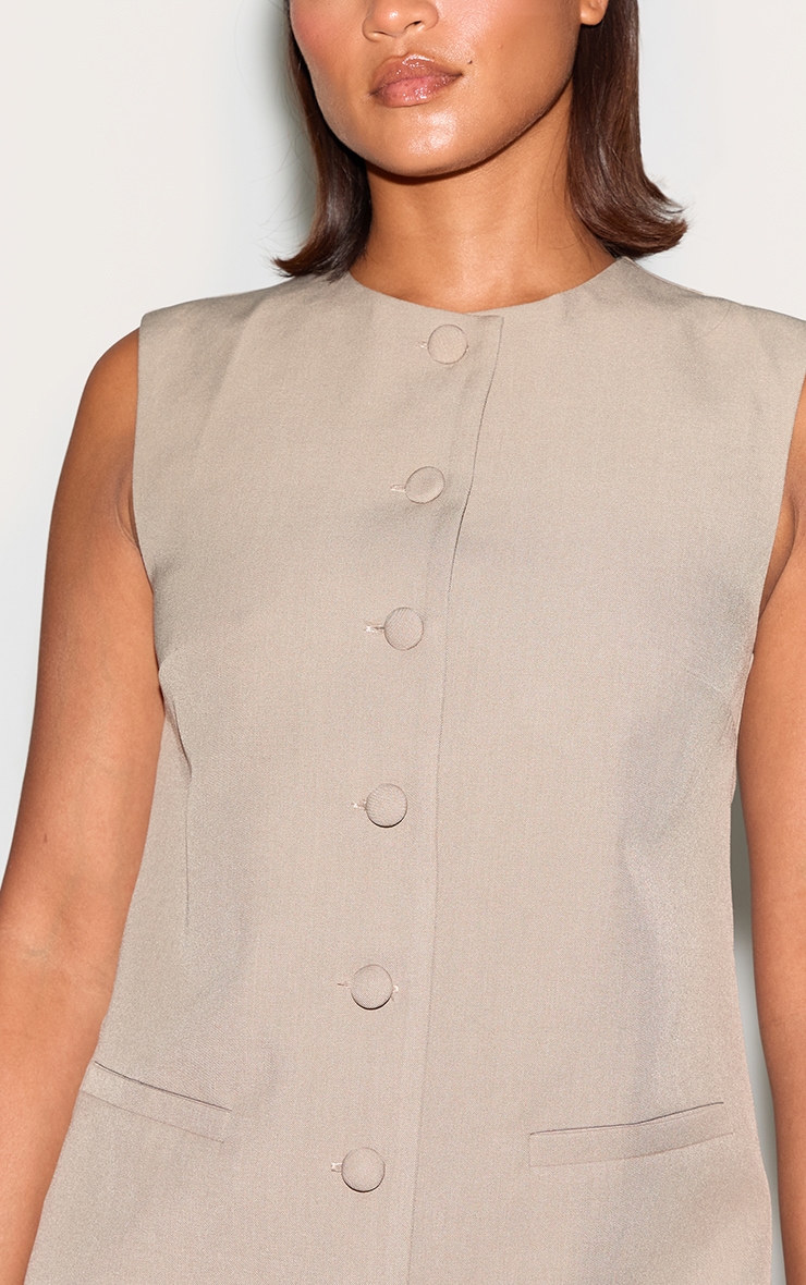 Mushroom Tailored Woven Button Down A Line Dress image 4