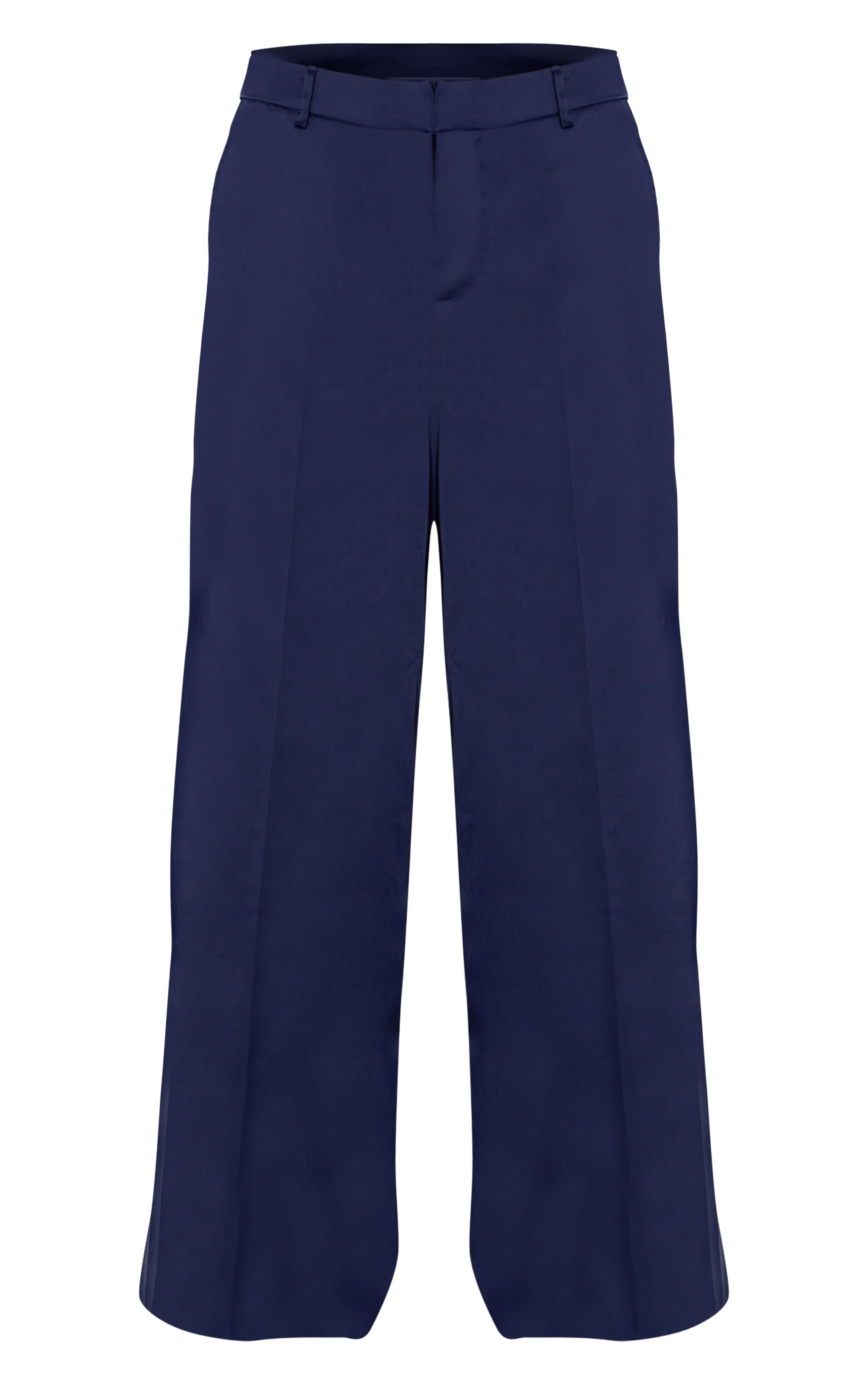 Navy Satin Tailored Detail Wide Leg Trousers image 5