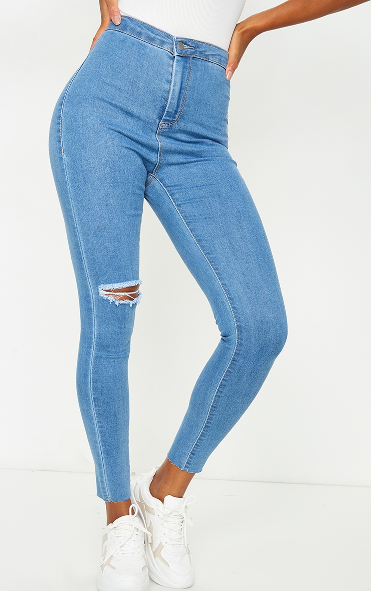 Raw hem light wash jeans Clearance