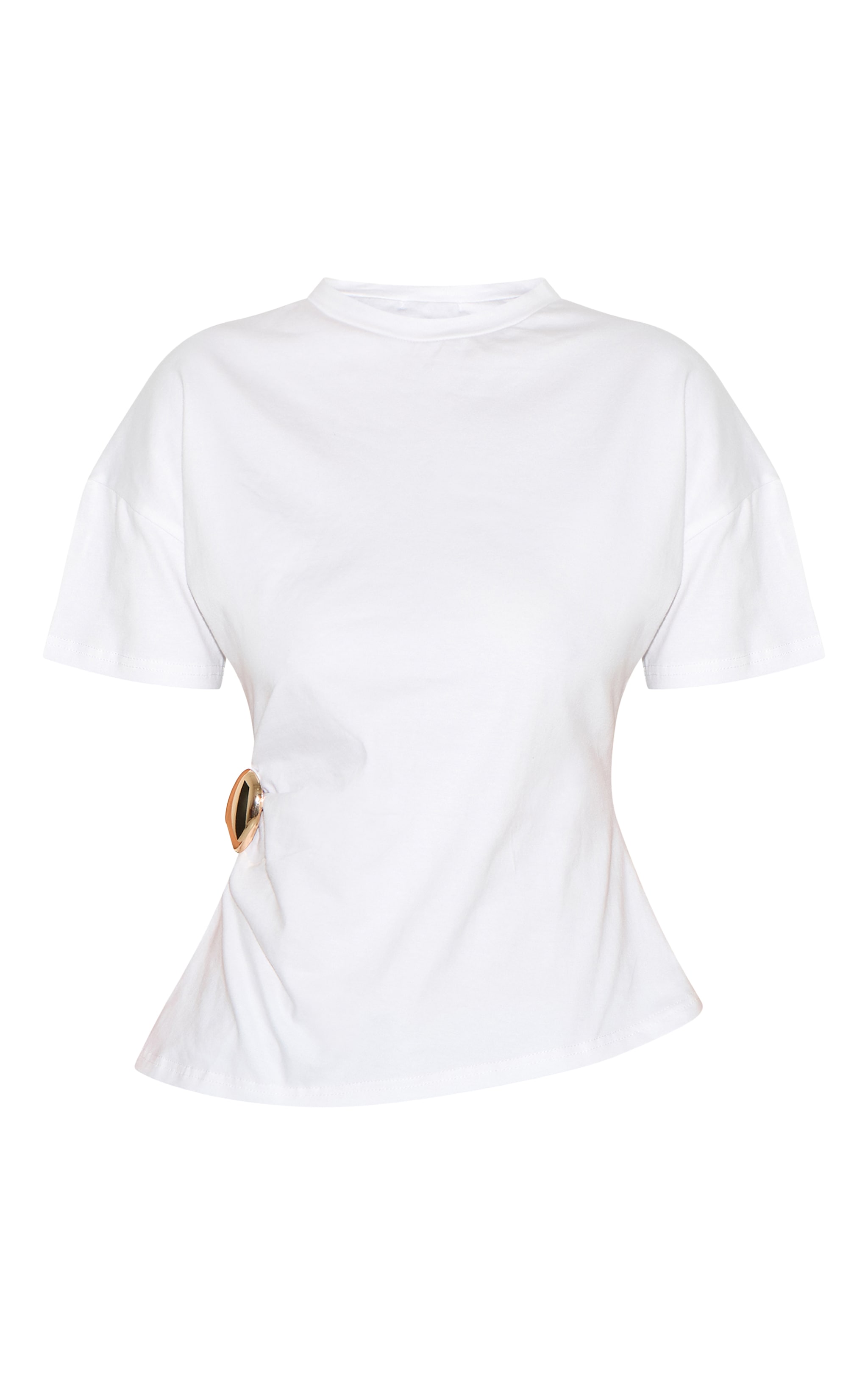 White Trim Detail Asymmetric Hem T Shirt image 5
