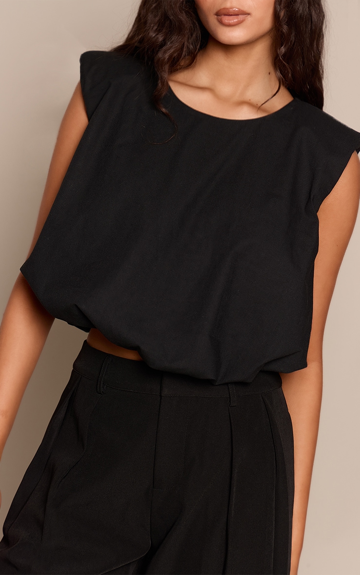 Black Puffball Sleeveless Top image 4