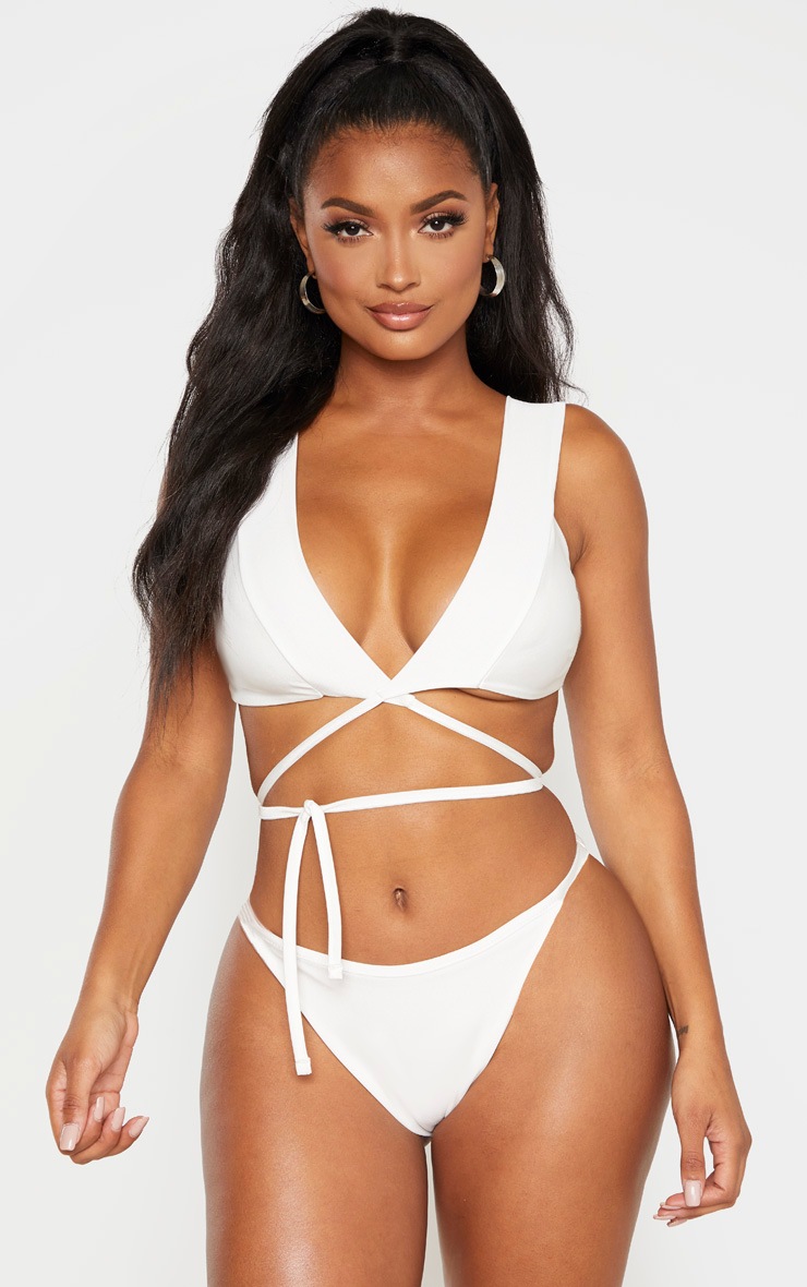 Shape - Haut de bikini blanc à nouer sur la taille