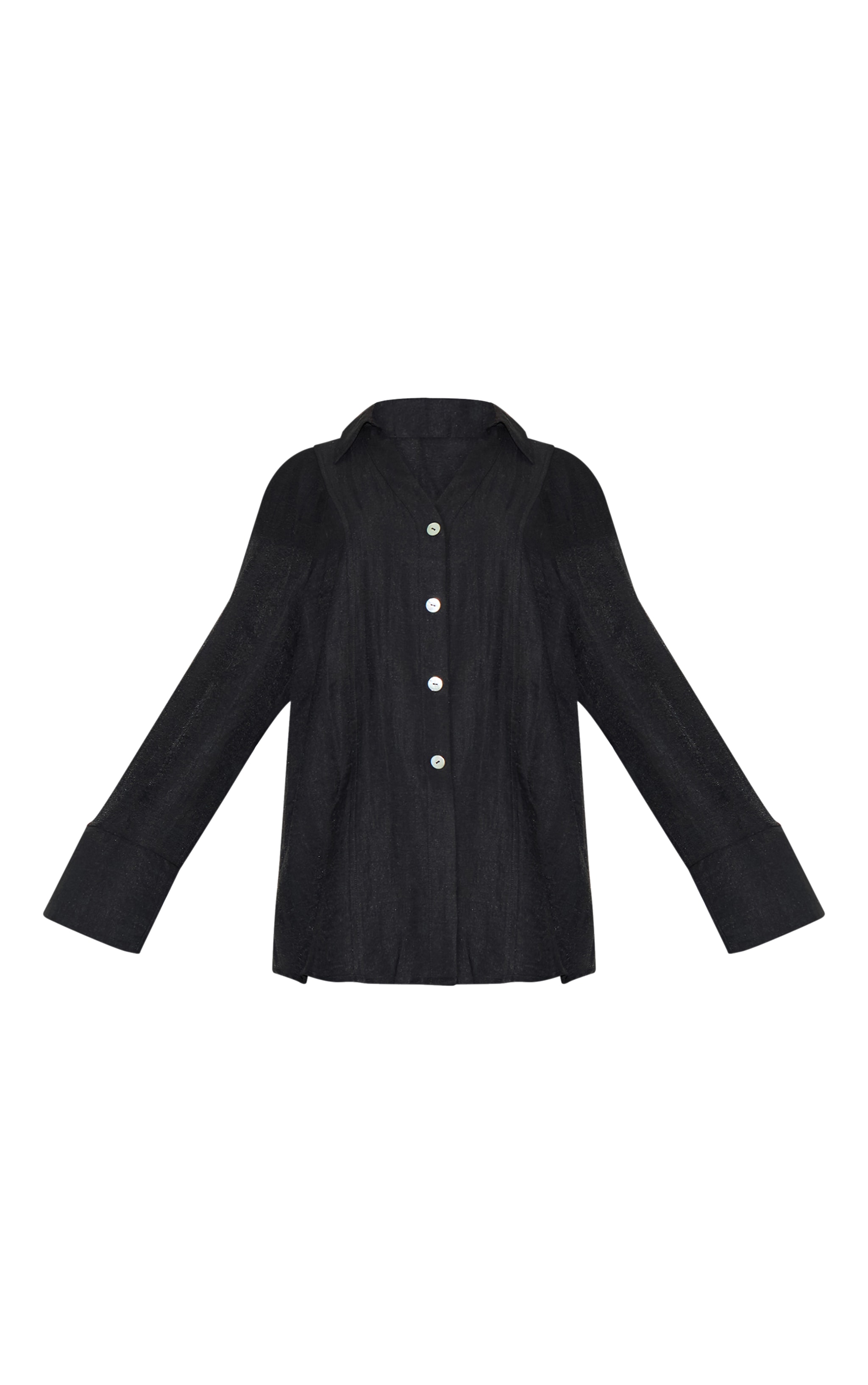Petite Black Woven Oversized Shirt image 5